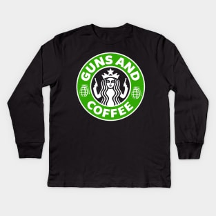 Guns and Coffee Kids Long Sleeve T-Shirt